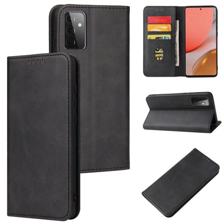 For Samsung Galaxy A72 5G / 4G Calf Texture Magnetic Horizontal Flip Leather Case with Holder & Card Slots & Wallet