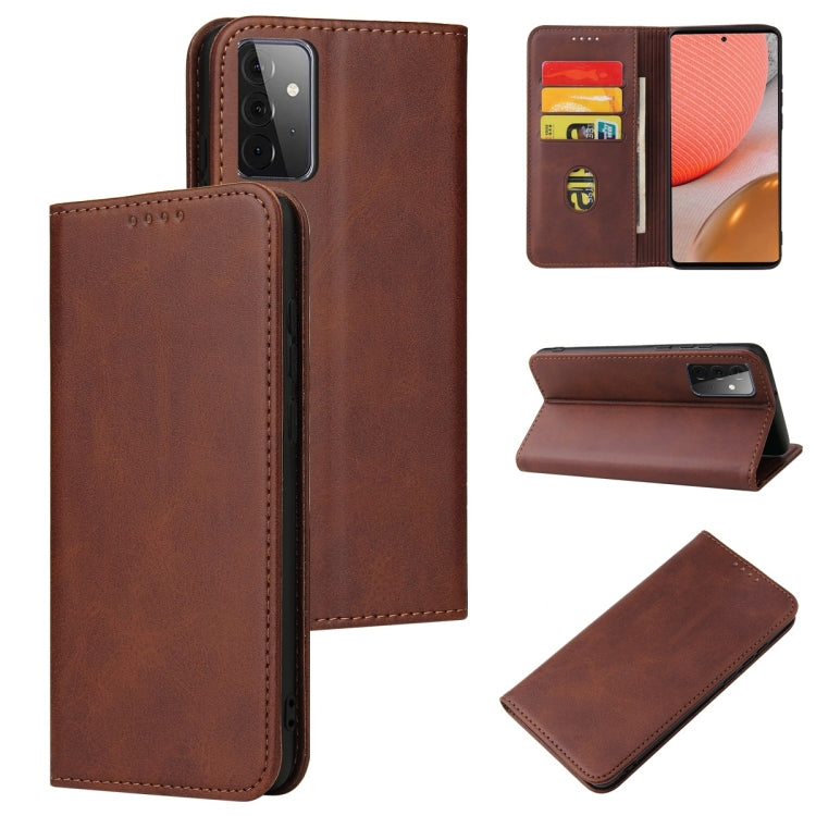 For Samsung Galaxy A72 5G / 4G Calf Texture Magnetic Horizontal Flip Leather Case with Holder & Card Slots & Wallet