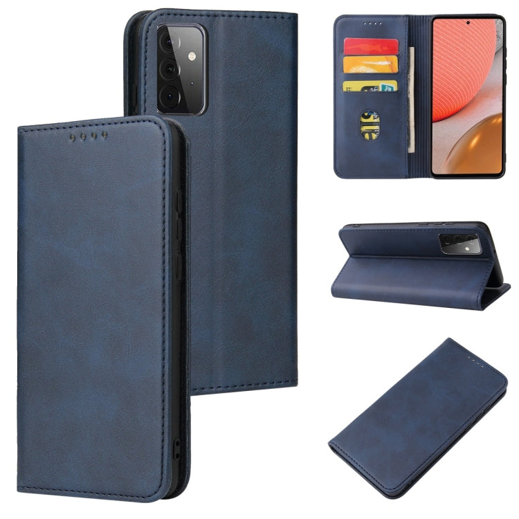 For Samsung Galaxy A72 5G / 4G Calf Texture Magnetic Horizontal Flip Leather Case with Holder & Card Slots & Wallet
