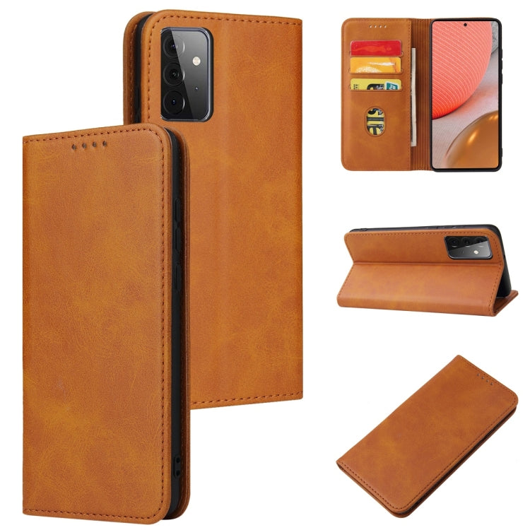 For Samsung Galaxy A72 5G / 4G Calf Texture Magnetic Horizontal Flip Leather Case with Holder & Card Slots & Wallet