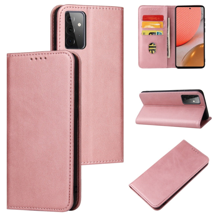 For Samsung Galaxy A72 5G / 4G Calf Texture Magnetic Horizontal Flip Leather Case with Holder & Card Slots & Wallet