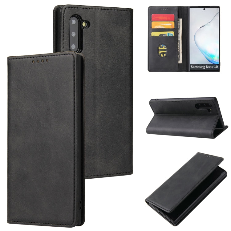 For Samsung Galaxy Note10 Calf Texture Magnetic Horizontal Flip Leather Case with Holder & Card Slots & Wallet