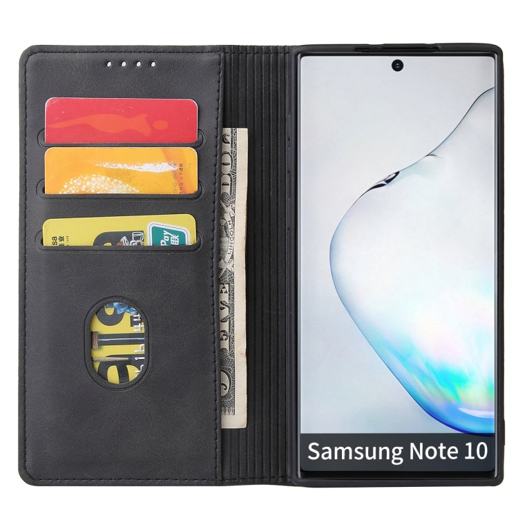 For Samsung Galaxy Note10 Calf Texture Magnetic Horizontal Flip Leather Case with Holder & Card Slots & Wallet