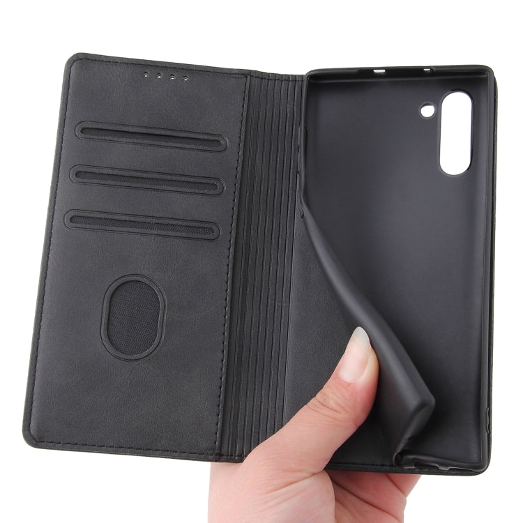 For Samsung Galaxy Note10 Calf Texture Magnetic Horizontal Flip Leather Case with Holder & Card Slots & Wallet