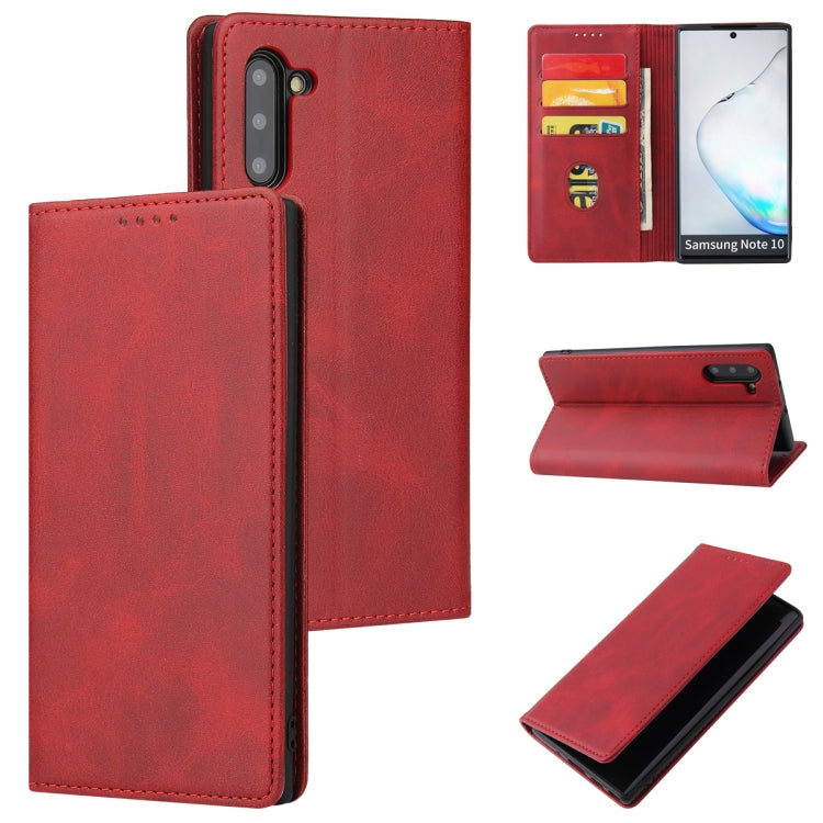 For Samsung Galaxy Note10 Calf Texture Magnetic Horizontal Flip Leather Case with Holder & Card Slots & Wallet