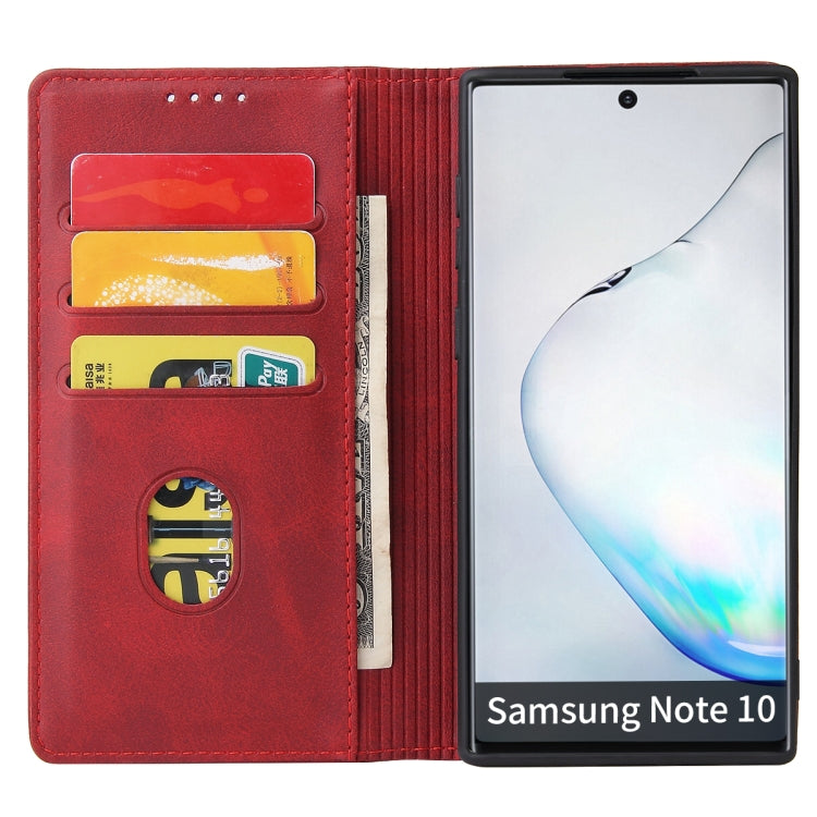 For Samsung Galaxy Note10 Calf Texture Magnetic Horizontal Flip Leather Case with Holder & Card Slots & Wallet
