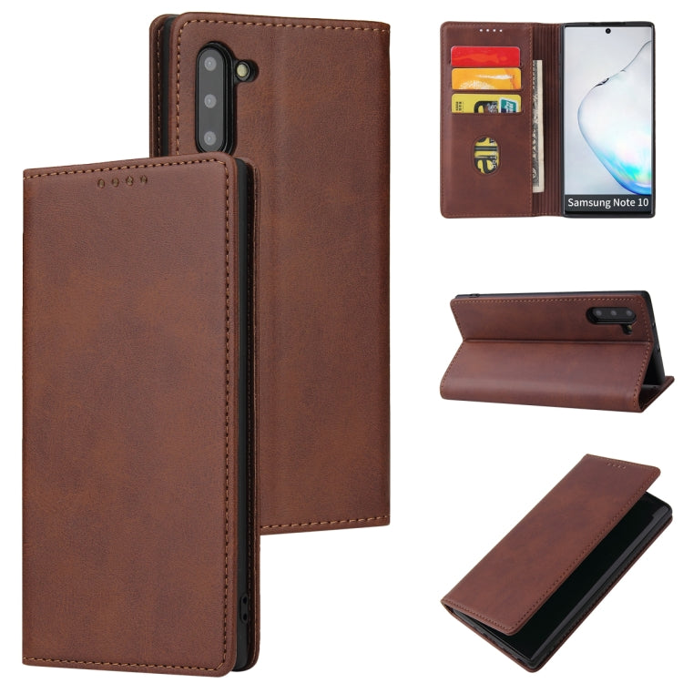 For Samsung Galaxy Note10 Calf Texture Magnetic Horizontal Flip Leather Case with Holder & Card Slots & Wallet
