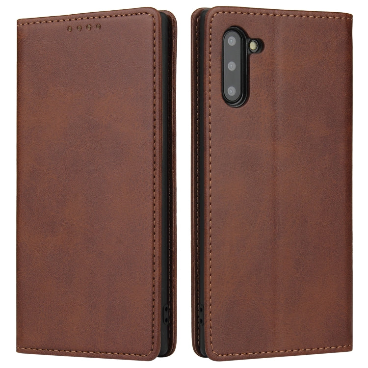 For Samsung Galaxy Note10 Calf Texture Magnetic Horizontal Flip Leather Case with Holder & Card Slots & Wallet