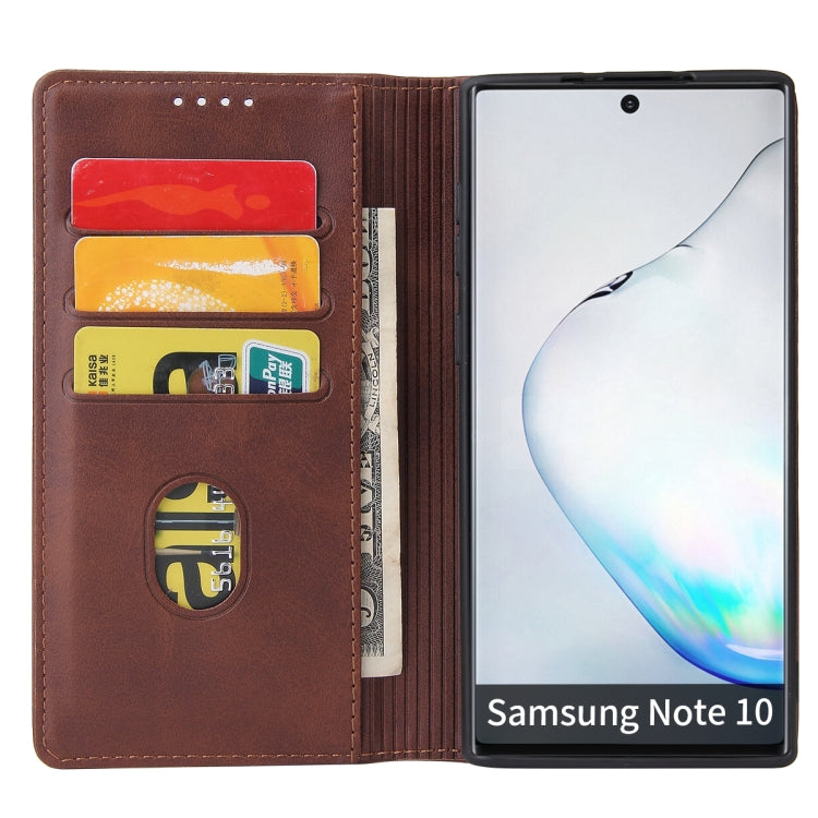 For Samsung Galaxy Note10 Calf Texture Magnetic Horizontal Flip Leather Case with Holder & Card Slots & Wallet