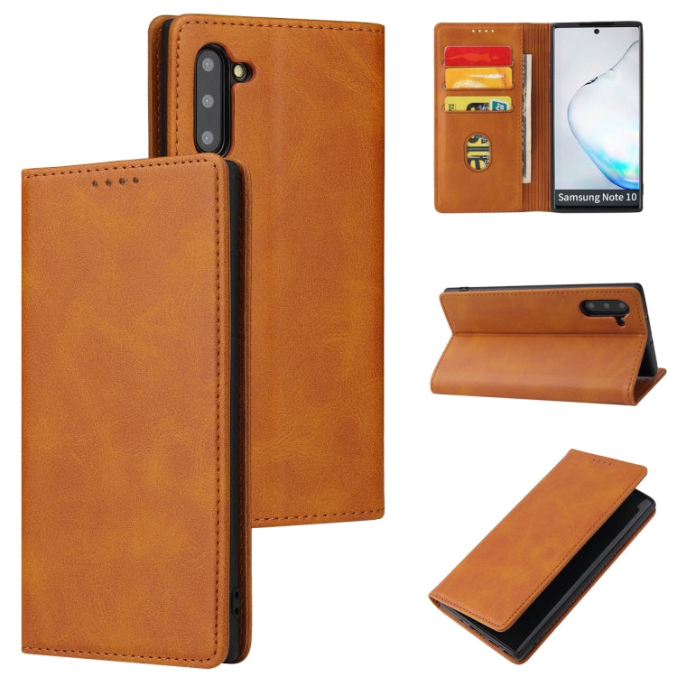 For Samsung Galaxy Note10 Calf Texture Magnetic Horizontal Flip Leather Case with Holder & Card Slots & Wallet