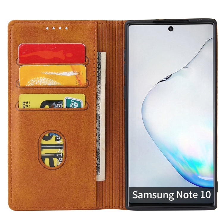 For Samsung Galaxy Note10 Calf Texture Magnetic Horizontal Flip Leather Case with Holder & Card Slots & Wallet