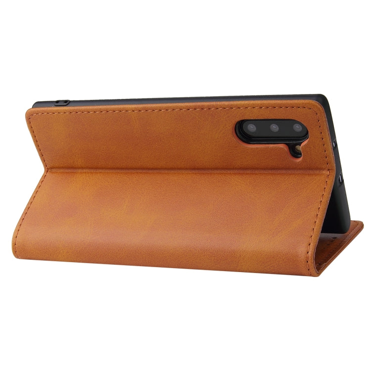 For Samsung Galaxy Note10 Calf Texture Magnetic Horizontal Flip Leather Case with Holder & Card Slots & Wallet
