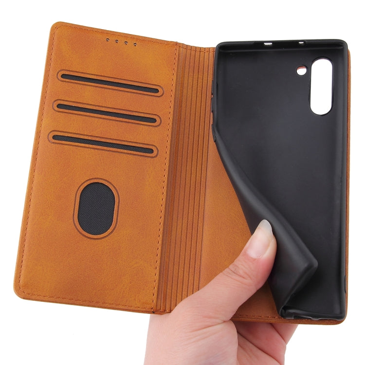For Samsung Galaxy Note10 Calf Texture Magnetic Horizontal Flip Leather Case with Holder & Card Slots & Wallet