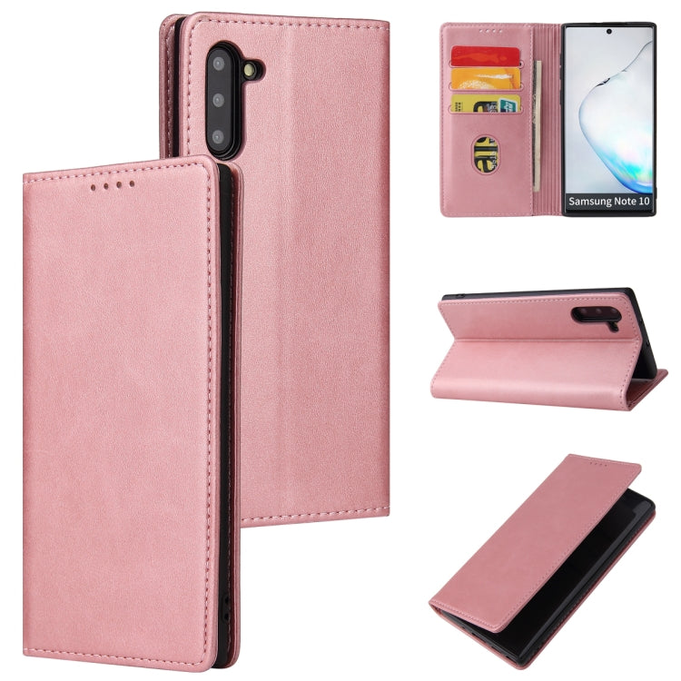 For Samsung Galaxy Note10 Calf Texture Magnetic Horizontal Flip Leather Case with Holder & Card Slots & Wallet