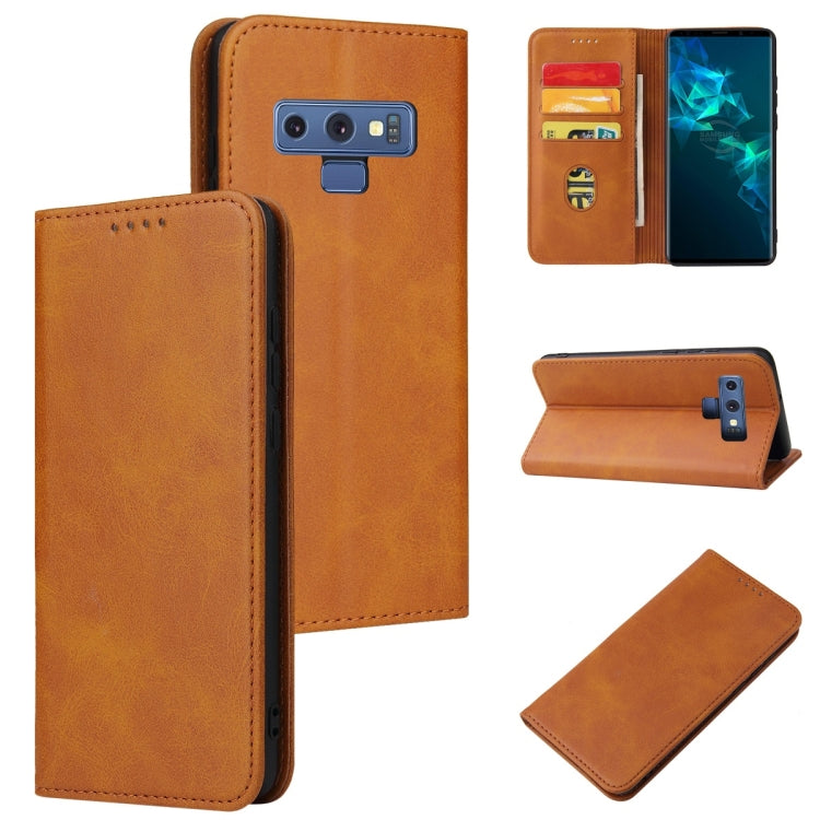 For Samsung Galaxy Note9 Calf Texture Magnetic Horizontal Flip Leather Case with Holder & Card Slots & Wallet