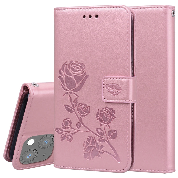 For iPhone 13 mini Rose Embossed Horizontal Flip PU Leather Case with Holder & Card Slots & Wallet