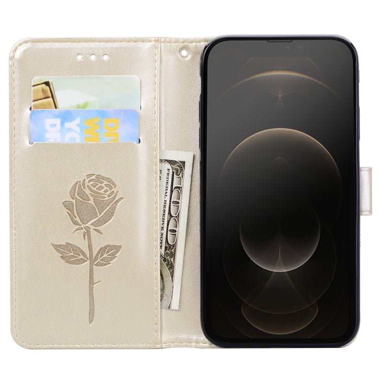 For iPhone 13 Pro Max Rose Embossed Horizontal Flip PU Leather Case with Holder & Card Slots & Wallet