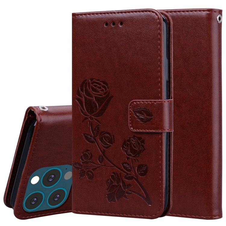For iPhone 13 Pro Max Rose Embossed Horizontal Flip PU Leather Case with Holder & Card Slots & Wallet