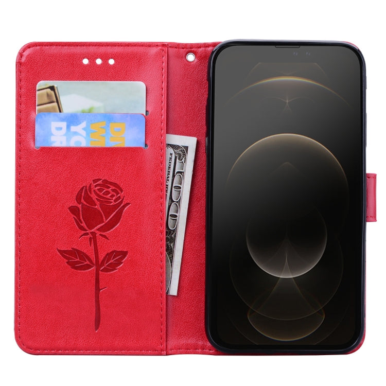 For iPhone 13 Pro Max Rose Embossed Horizontal Flip PU Leather Case with Holder & Card Slots & Wallet