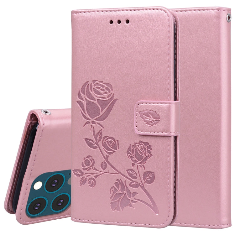For iPhone 13 Pro Max Rose Embossed Horizontal Flip PU Leather Case with Holder & Card Slots & Wallet