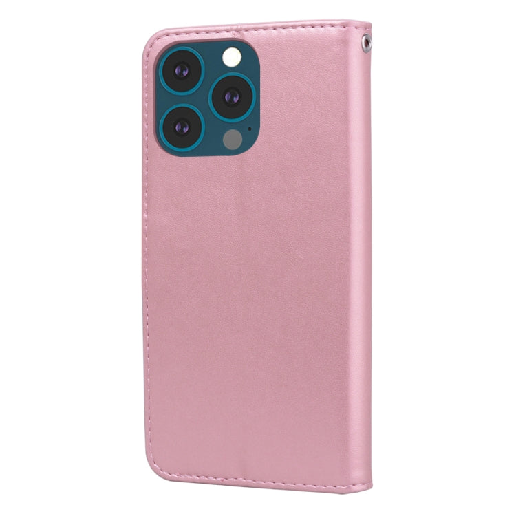 For iPhone 13 Pro Max Rose Embossed Horizontal Flip PU Leather Case with Holder & Card Slots & Wallet