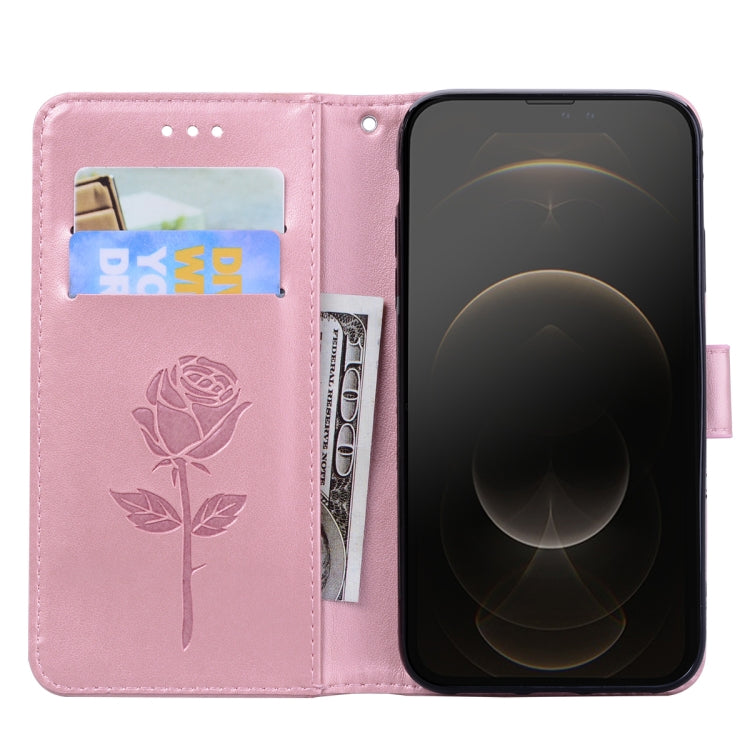 For iPhone 13 Pro Max Rose Embossed Horizontal Flip PU Leather Case with Holder & Card Slots & Wallet