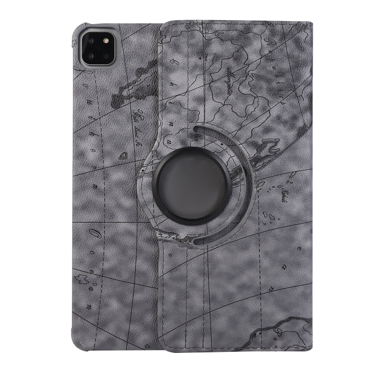 For iPad Pro 11 2022 / 2021 / 2020 360 Degree Rotating Map Pattern Leather Tablet Case with Holder