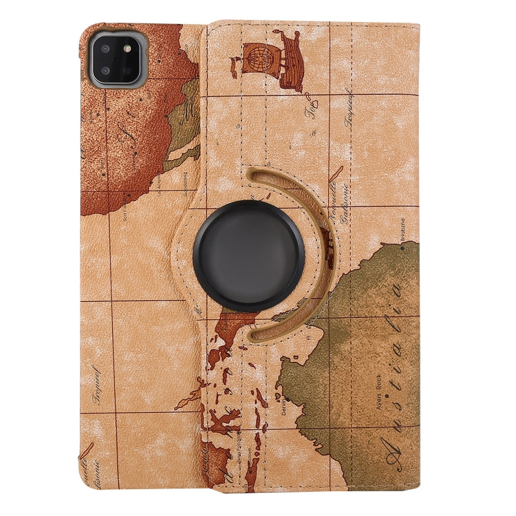 For iPad Pro 12.9 2022 / 2021 / 2020 360 Degree Rotating Map Pattern Leather Tablet Case with Holder