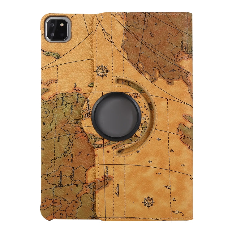For iPad Pro 12.9 2022 / 2021 / 2020 360 Degree Rotating Map Pattern Leather Tablet Case with Holder