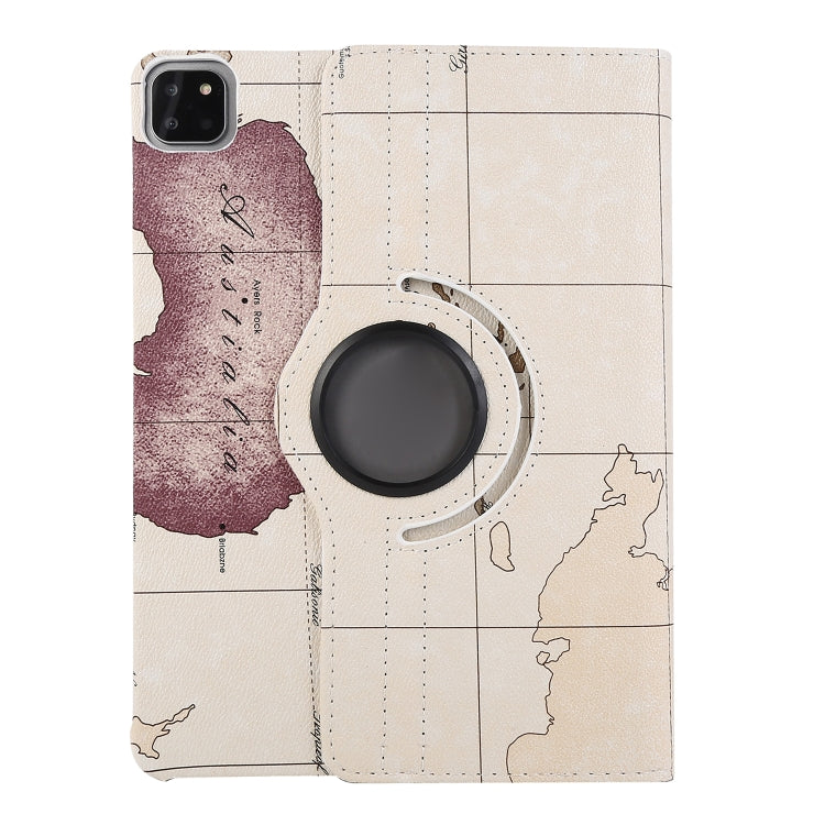 For iPad Pro 12.9 2022 / 2021 / 2020 360 Degree Rotating Map Pattern Leather Tablet Case with Holder