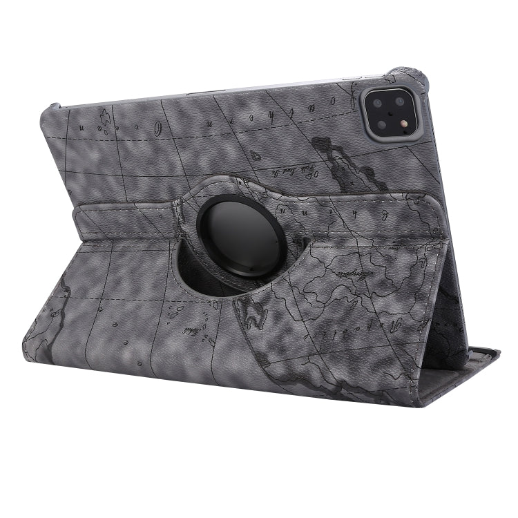 For iPad Pro 12.9 2022 / 2021 / 2020 360 Degree Rotating Map Pattern Leather Tablet Case with Holder