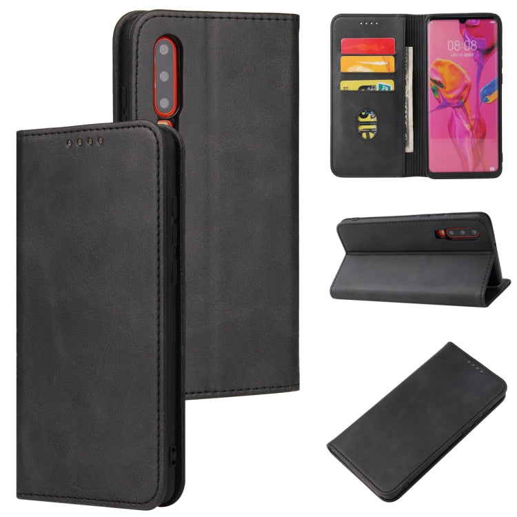 For Huawei P30 Calf Texture Magnetic Horizontal Flip Leather Case with Holder & Card Slots & Wallet