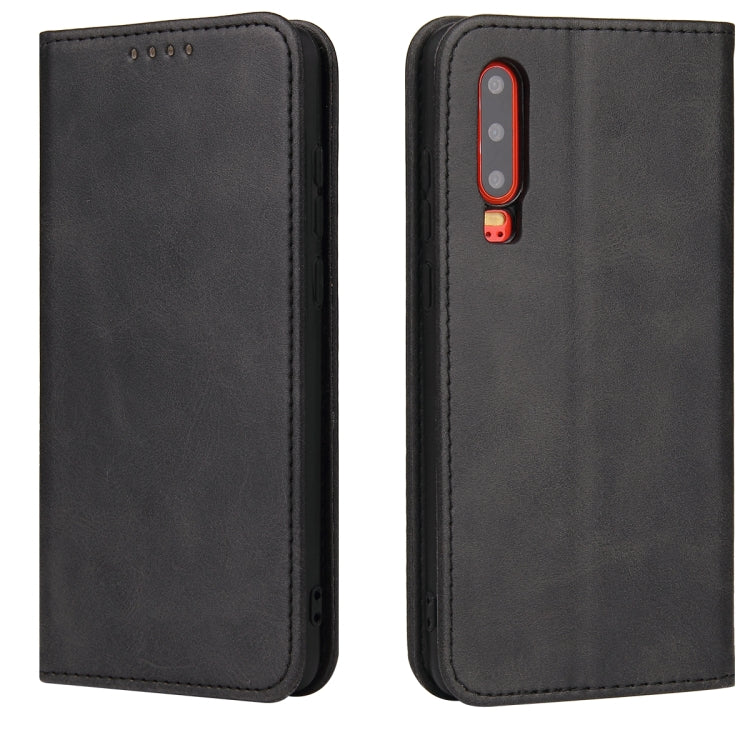 For Huawei P30 Calf Texture Magnetic Horizontal Flip Leather Case with Holder & Card Slots & Wallet