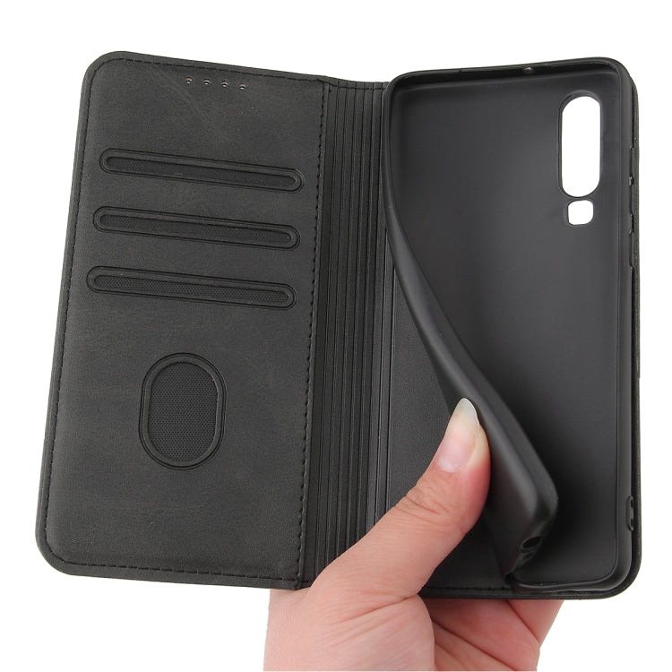 For Huawei P30 Calf Texture Magnetic Horizontal Flip Leather Case with Holder & Card Slots & Wallet