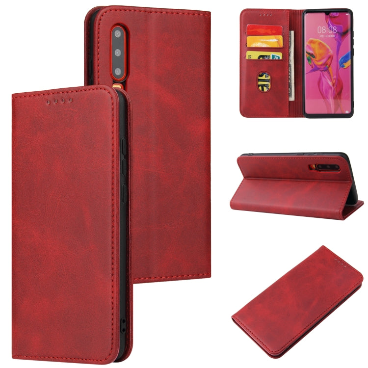 For Huawei P30 Calf Texture Magnetic Horizontal Flip Leather Case with Holder & Card Slots & Wallet