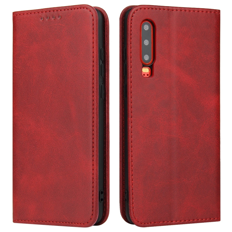 For Huawei P30 Calf Texture Magnetic Horizontal Flip Leather Case with Holder & Card Slots & Wallet