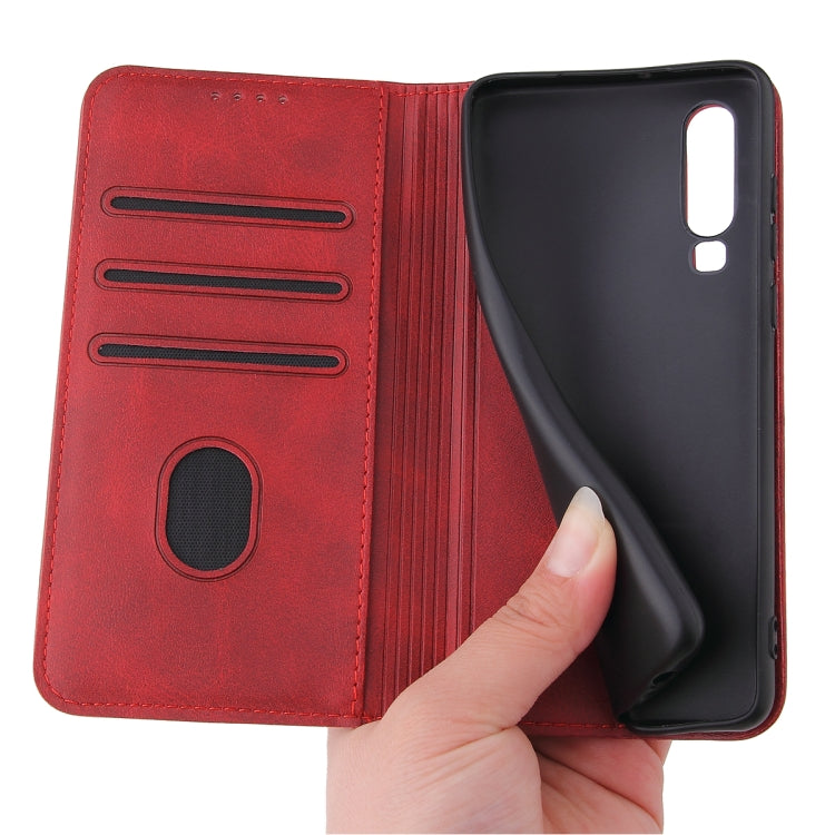 For Huawei P30 Calf Texture Magnetic Horizontal Flip Leather Case with Holder & Card Slots & Wallet