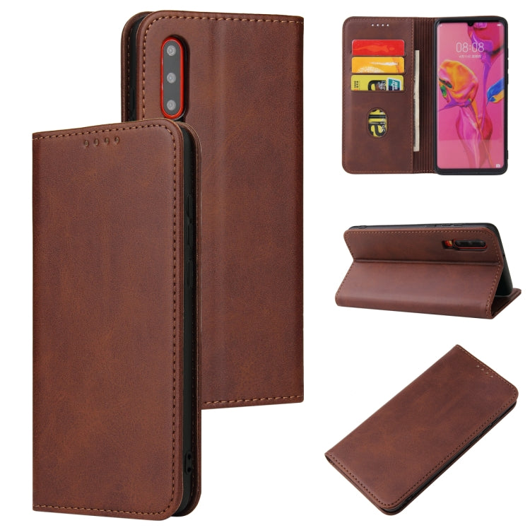 For Huawei P30 Calf Texture Magnetic Horizontal Flip Leather Case with Holder & Card Slots & Wallet