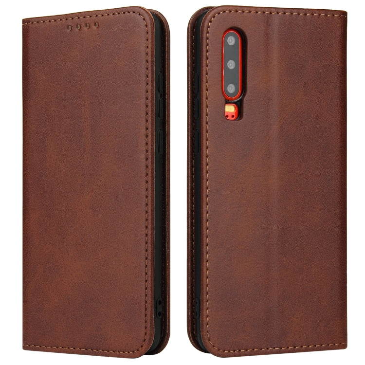 For Huawei P30 Calf Texture Magnetic Horizontal Flip Leather Case with Holder & Card Slots & Wallet