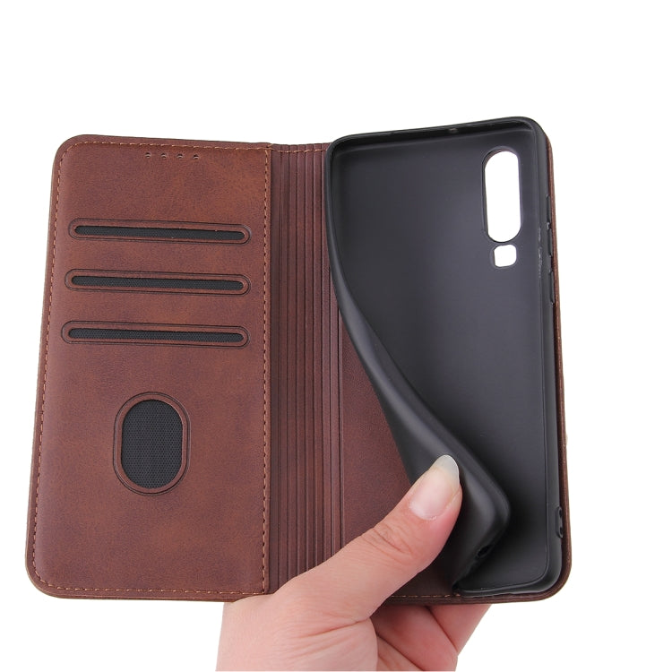 For Huawei P30 Calf Texture Magnetic Horizontal Flip Leather Case with Holder & Card Slots & Wallet