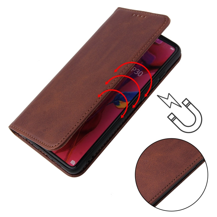 For Huawei P30 Calf Texture Magnetic Horizontal Flip Leather Case with Holder & Card Slots & Wallet