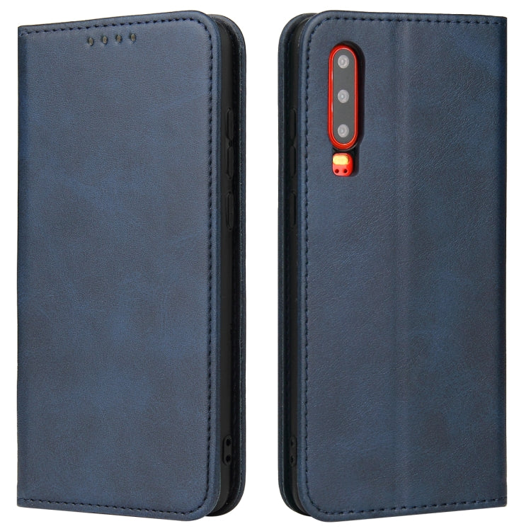 For Huawei P30 Calf Texture Magnetic Horizontal Flip Leather Case with Holder & Card Slots & Wallet
