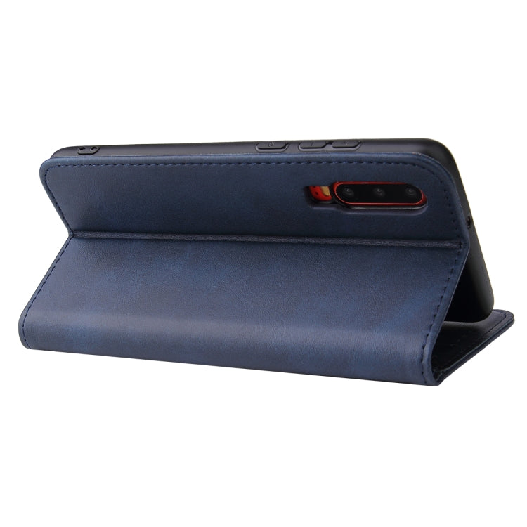 For Huawei P30 Calf Texture Magnetic Horizontal Flip Leather Case with Holder & Card Slots & Wallet