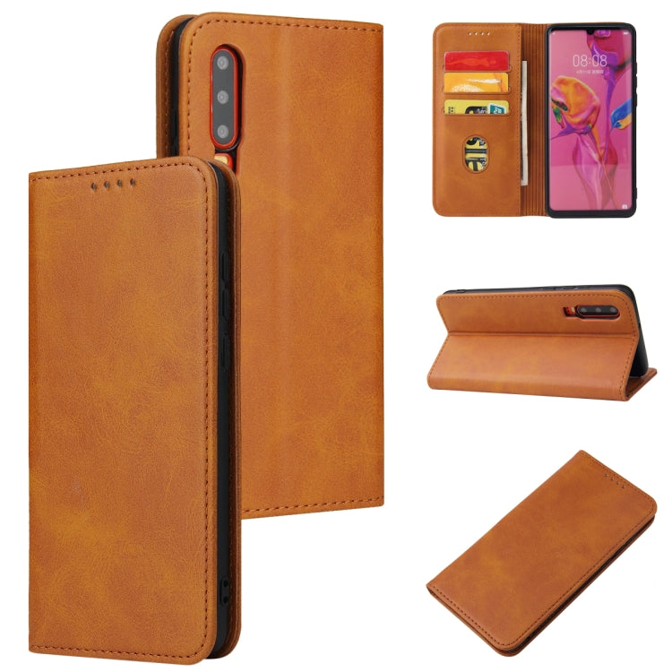 For Huawei P30 Calf Texture Magnetic Horizontal Flip Leather Case with Holder & Card Slots & Wallet