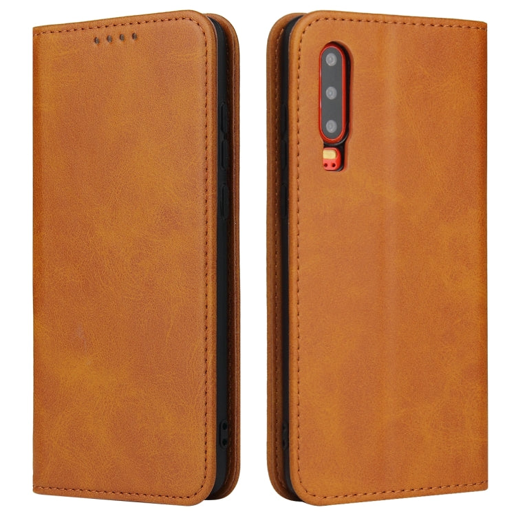 For Huawei P30 Calf Texture Magnetic Horizontal Flip Leather Case with Holder & Card Slots & Wallet