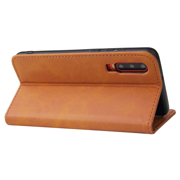 For Huawei P30 Calf Texture Magnetic Horizontal Flip Leather Case with Holder & Card Slots & Wallet