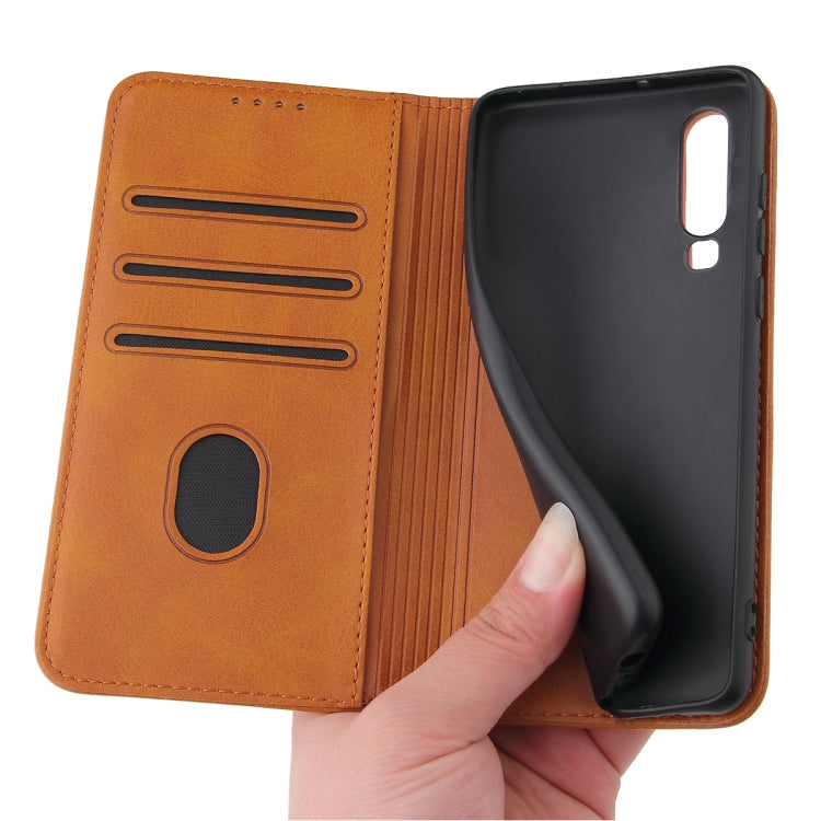 For Huawei P30 Calf Texture Magnetic Horizontal Flip Leather Case with Holder & Card Slots & Wallet