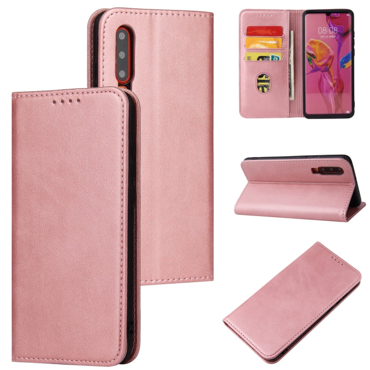 For Huawei P30 Calf Texture Magnetic Horizontal Flip Leather Case with Holder & Card Slots & Wallet