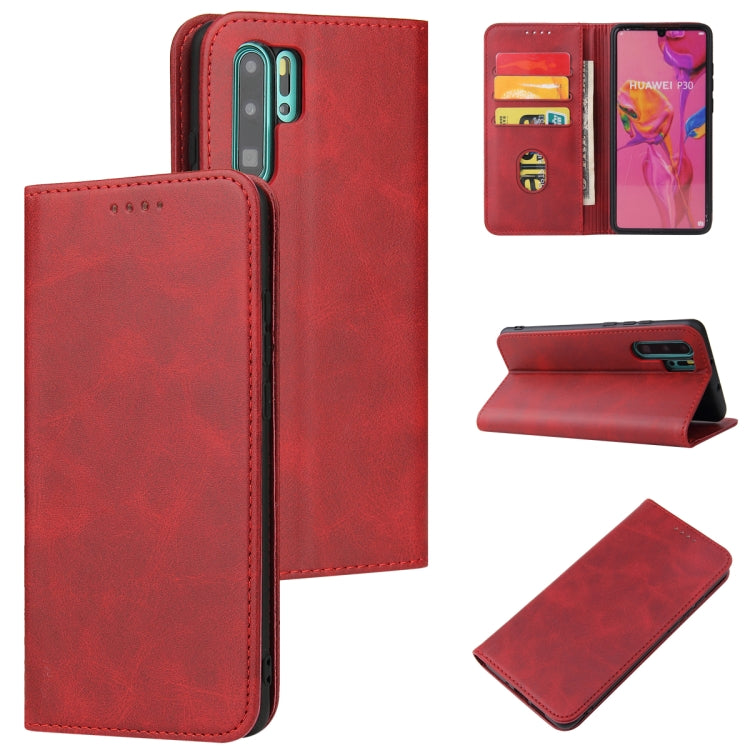 For Huawei P30 Pro Calf Texture Magnetic Horizontal Flip Leather Case with Holder & Card Slots & Wallet