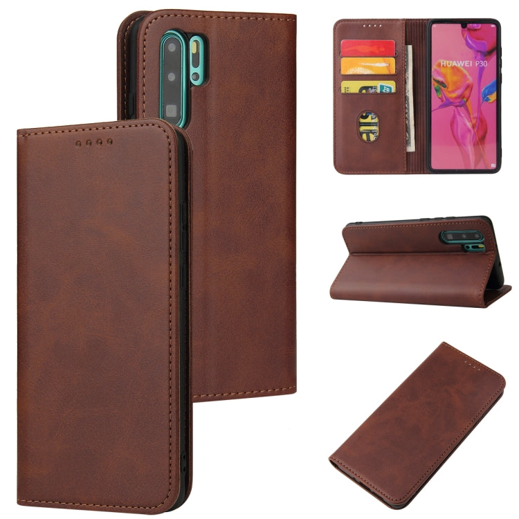 For Huawei P30 Pro Calf Texture Magnetic Horizontal Flip Leather Case with Holder & Card Slots & Wallet